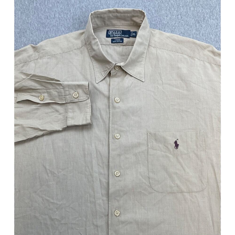 Polo‎ Ralph Lauren Shirt Mens XL Check 100% Cotton Long Sleeve Crane Button Up